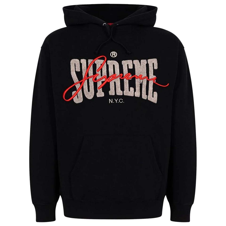 Black Supreme Embroide Chenilles Hoodie | AU531NB