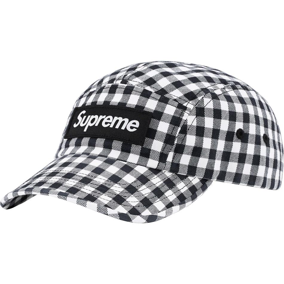 Black Supreme Gingham Camp Cap Hats | AU124IS