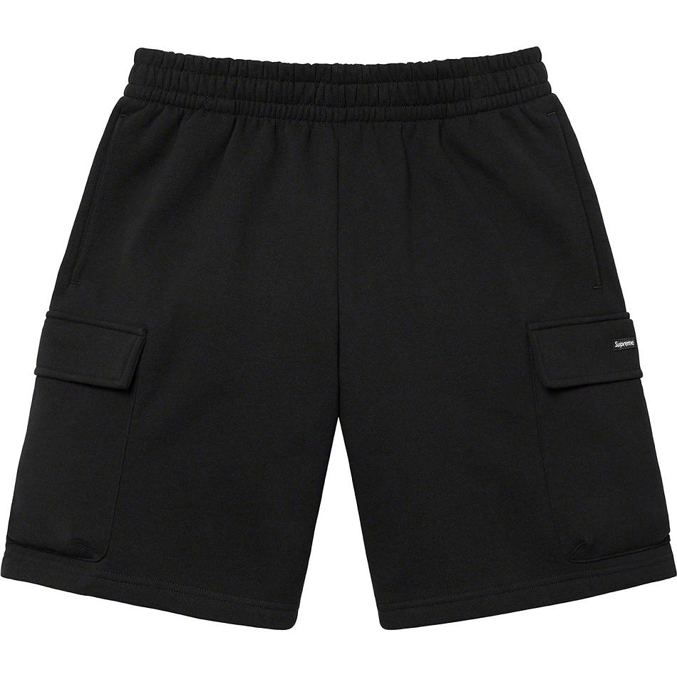 Black Supreme Small Box Baggy Cargo Sweat Shorts | AU379EX