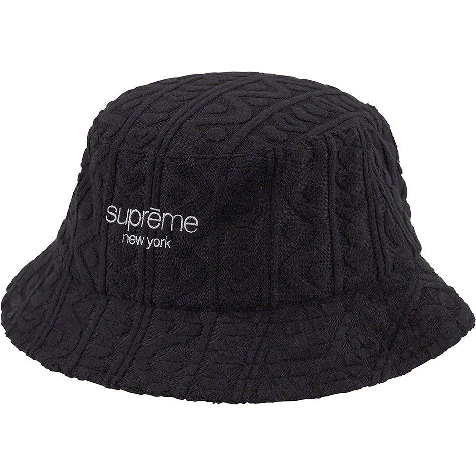 Black Supreme Terry Pattern Crusher Hats | AU149UT