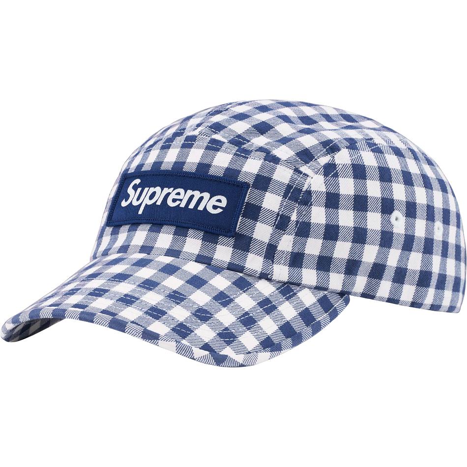 Blue Supreme Gingham Camp Cap Hats | AU123UT