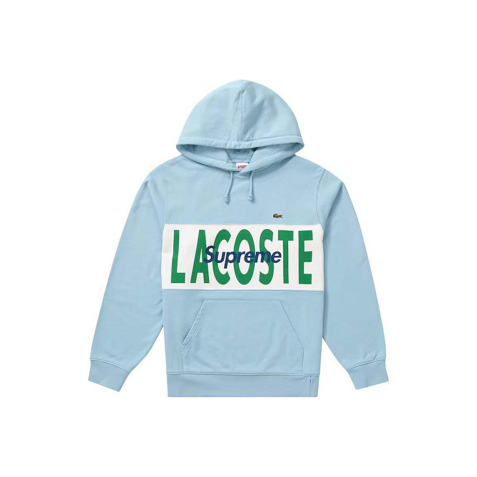 Blue Supreme LACOSTE Logo Panel Hooded Sweatshirts | AU275EX