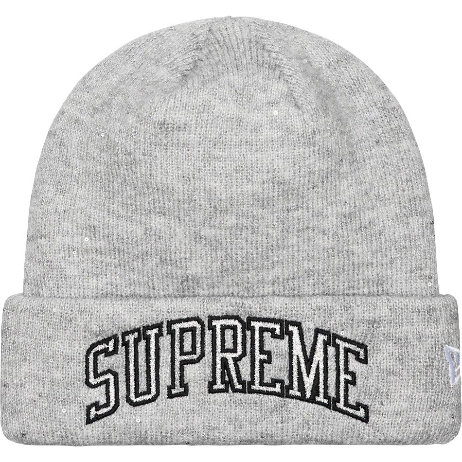 Grey Supreme New Era® Metallic Arc Beanie Hats | AU156FM