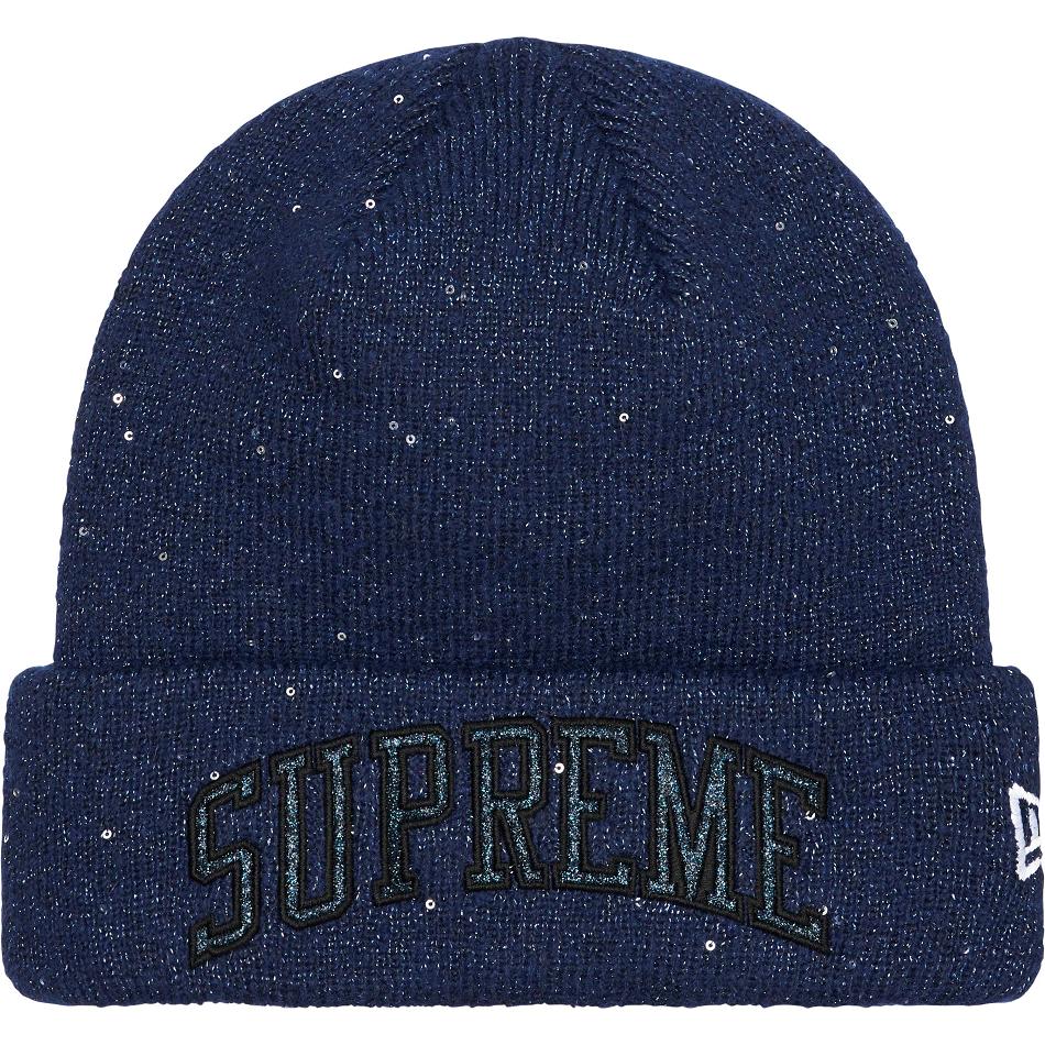 Navy Supreme New Era® Metallic Arc Beanie Hats | AU153AP