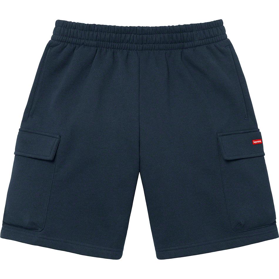 Navy Supreme Small Box Baggy Cargo Sweat Shorts | AU381TV