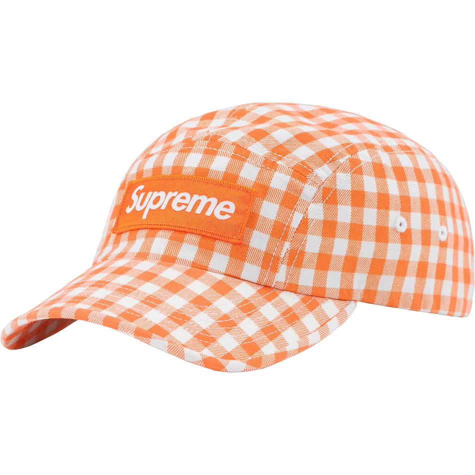 Orange Supreme Gingham Camp Cap Hats | AU126PQ