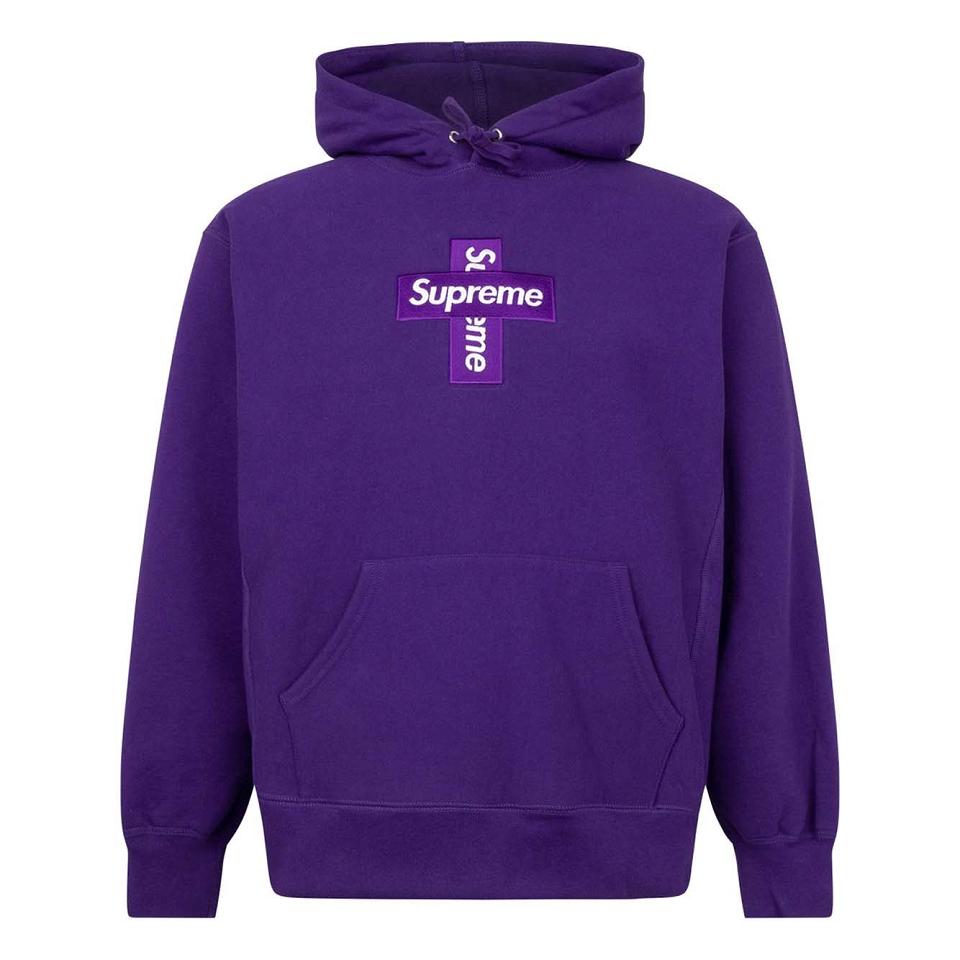 Purple Supreme Cross Box Logo Hoodie | AU533QZ