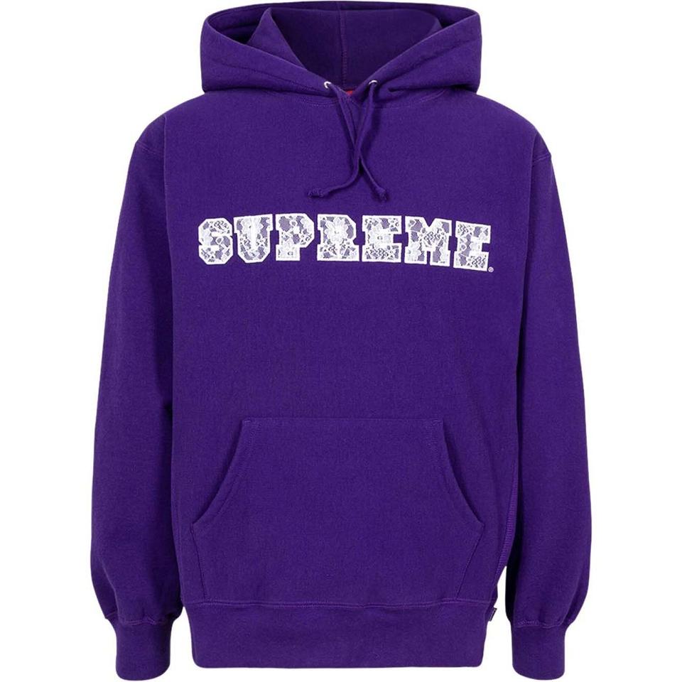 Purple Supreme Lace Detail Logo Hoodie | AU524KI