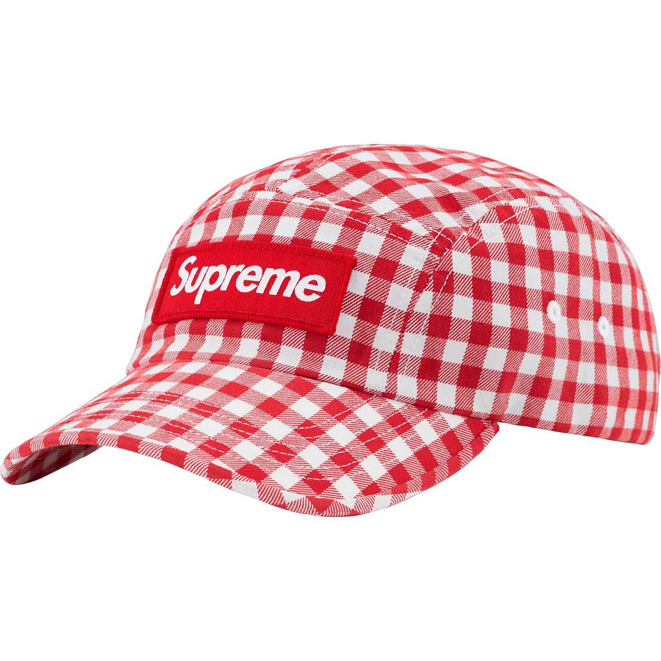 Red Supreme Gingham Camp Cap Hats | AU122YU