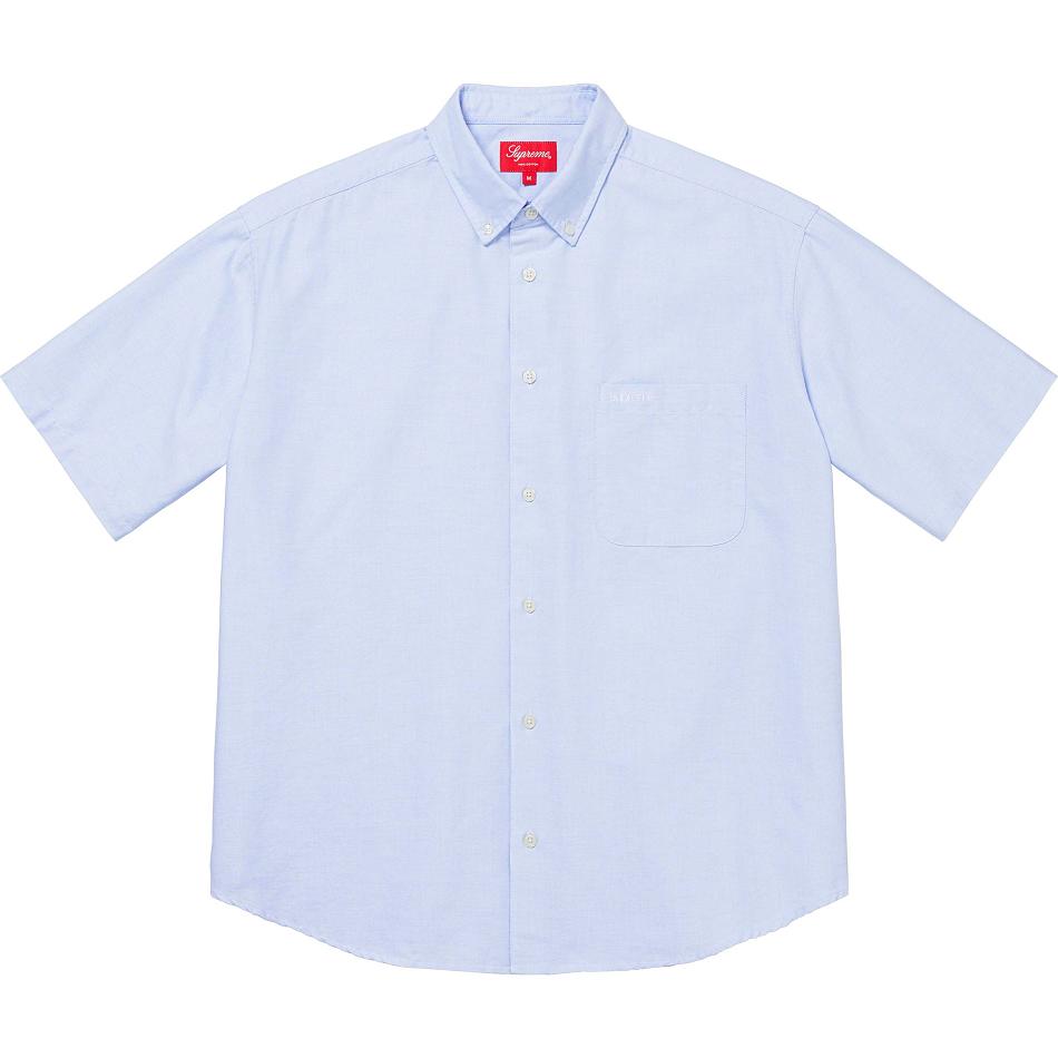 White / Blue Supreme Loose Fit S/S Oxford Shirts | AU391GL