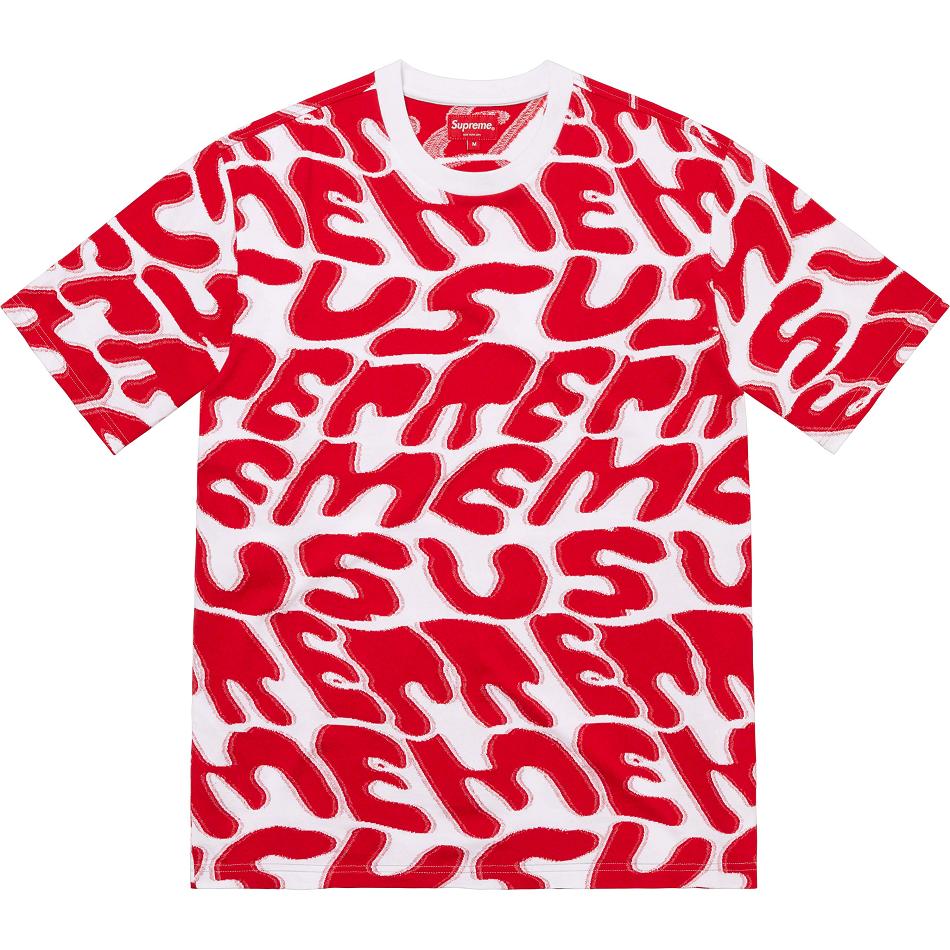 White / Red Supreme Stacked Intarsia S/S Top Sweaters | AU321VD