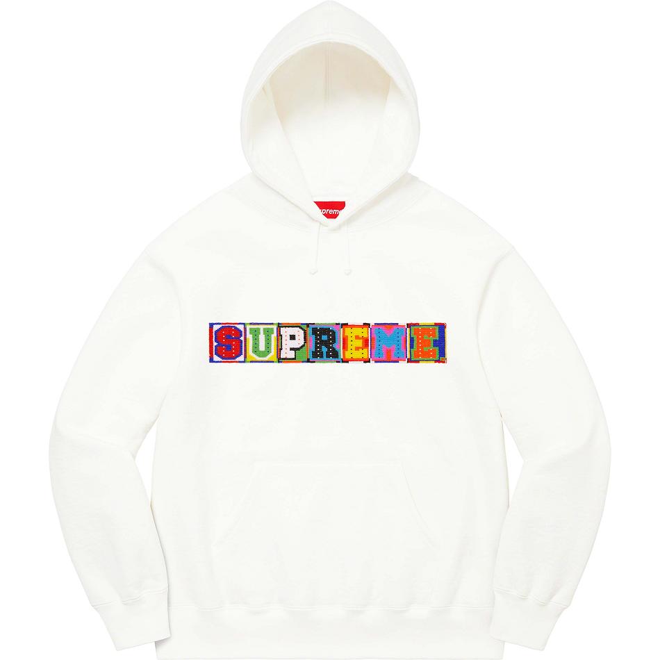 White Supreme Beaded Hooded Sweatshirts | AU282PQ