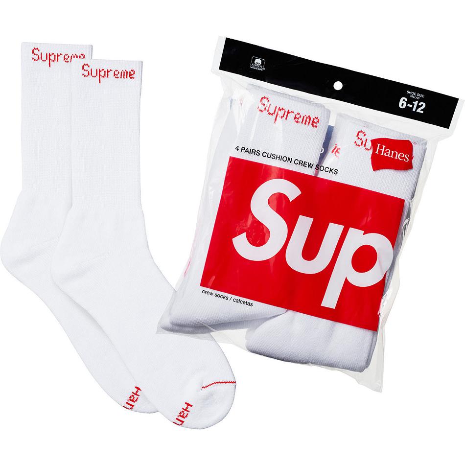 White Supreme Hanes® Crew Socks (4 Pack) Socks | AU104FM