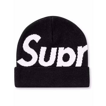 Black Supreme Big Logo Beanie Hats | AU119EX