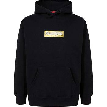 Black Supreme Bling Box Logo Hoodie | AU537TV