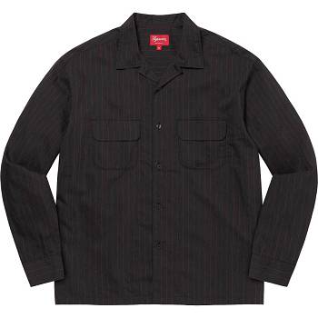 Black Supreme Pinstripe Linen Shirts | AU384IS