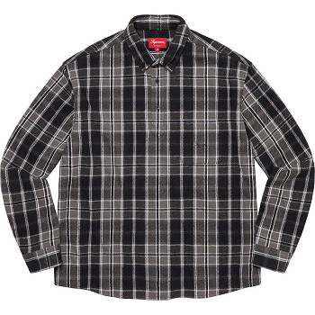 Black Supreme Pullover Plaid Flannel Shirts | AU389DN