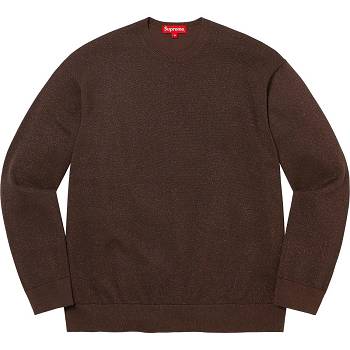 Brown Supreme Metallic L/S Top Sweaters | AU342KI