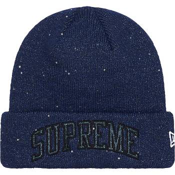 Navy Supreme New Era® Metallic Arc Beanie Hats | AU153AP