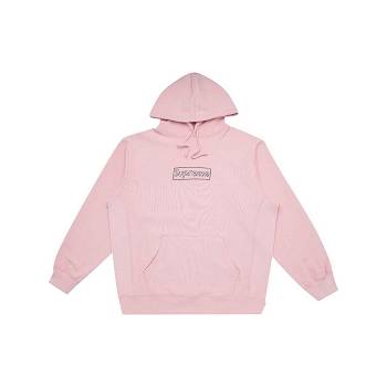 Pink Supreme Kaws Chalk Real Hoodie | AU525LH